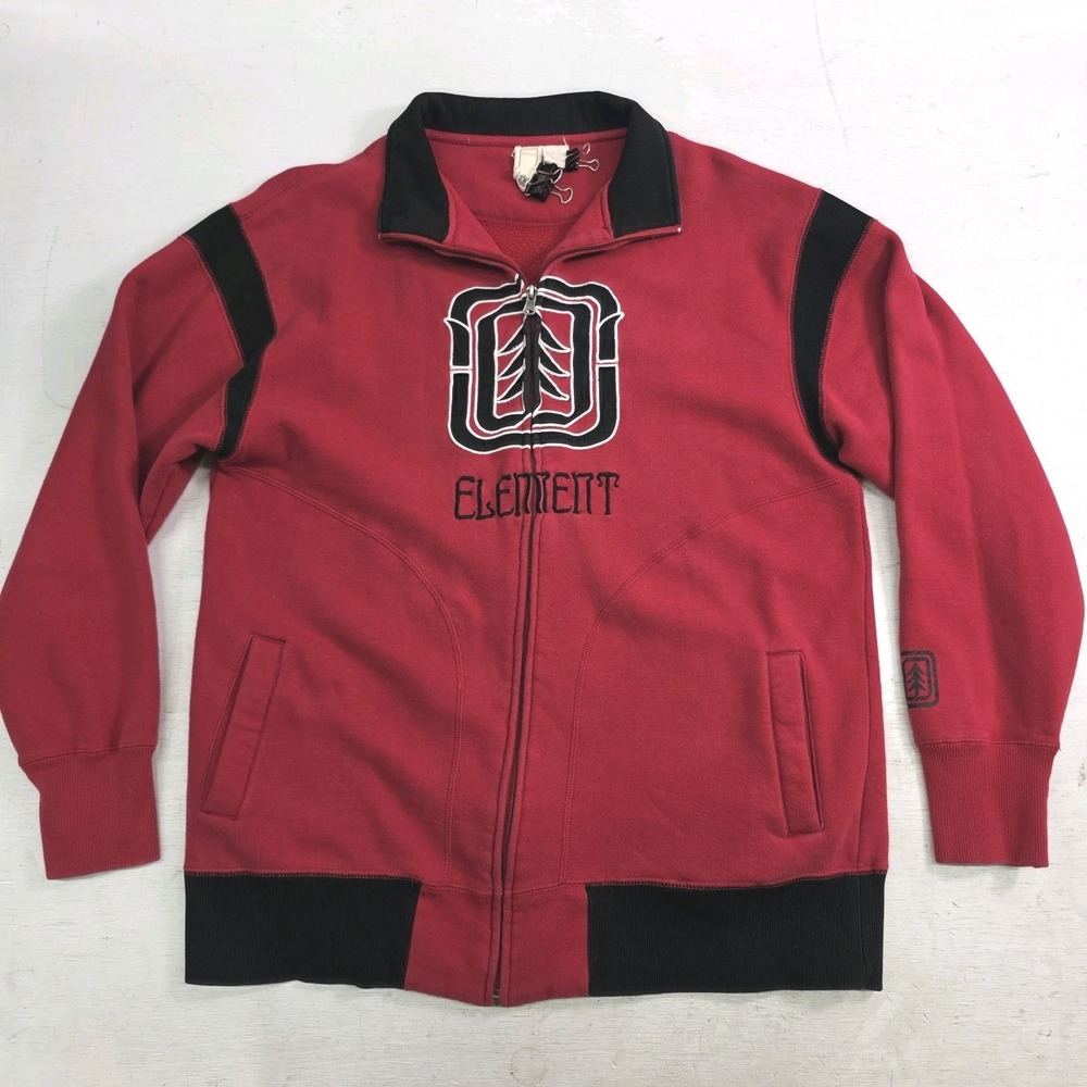 Vintage Element Jacket Red Embroidered‎ Spellout Skater Thumb Holes Men's XL VG